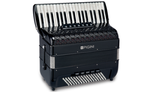 le pigini 37/p3 est un accordéon piano à déclencheur chromatique avec deux mentonnières et 37 notes