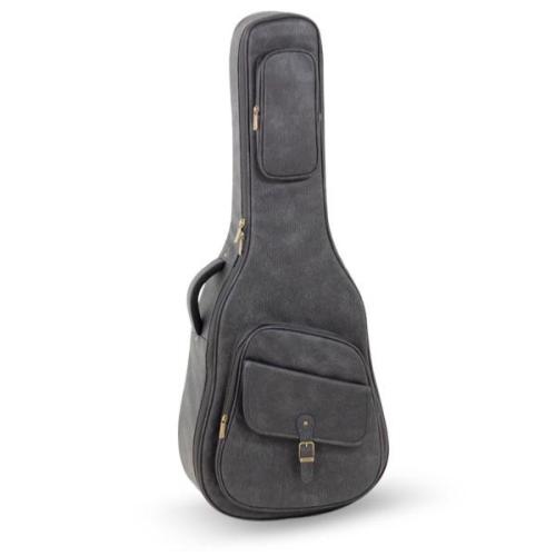 housse simili cuir gris imperméable dimensions 108x42x34x13cm pour guitare folk acoustique