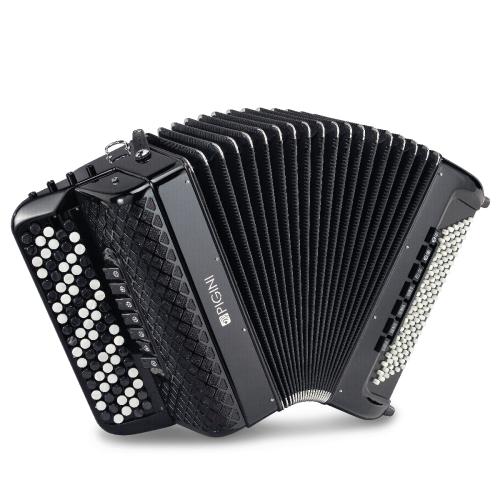 le prestige junior est un accordéon chromatique qui dispose de plusieurs registres et mentonnières